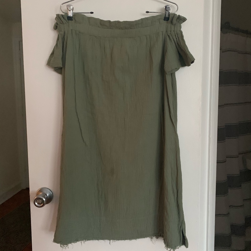 Off the shoulder army green dress